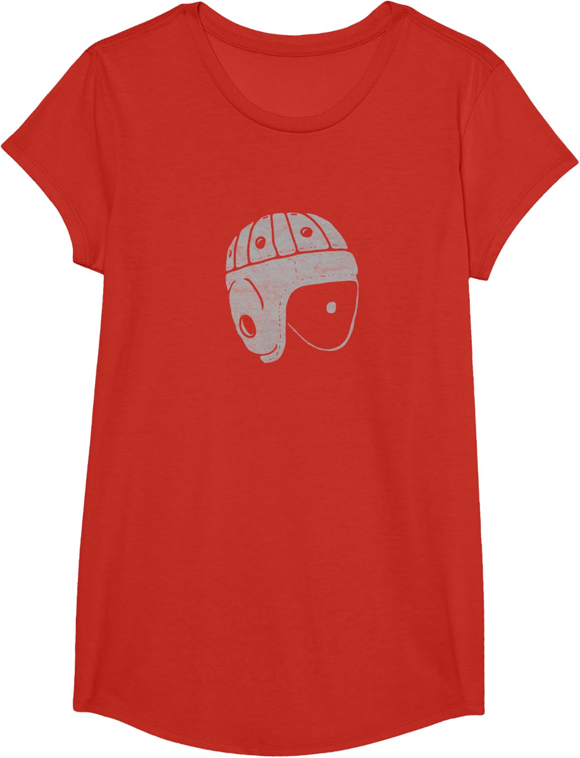 Vintage Leather Football Helmet Throwback Design Tee Shirt T-Shirt - Girls Red
