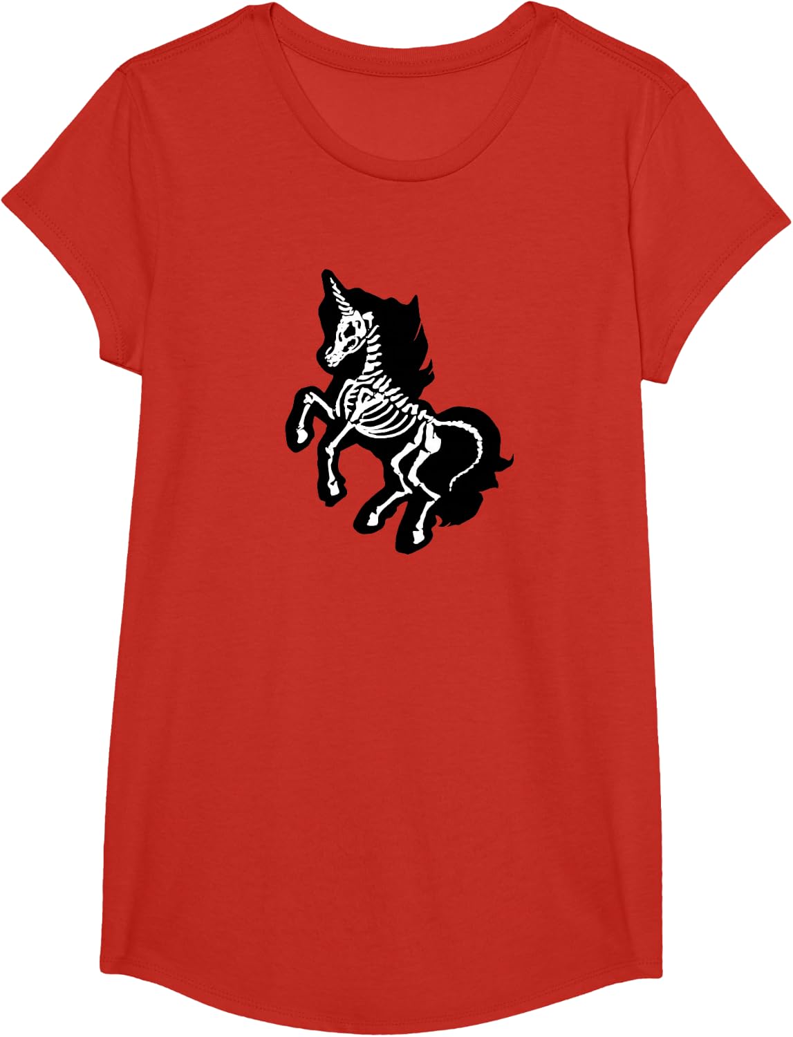 Gothic Unicorn Skeleton Kawaii Alternative Goth T-Shirt - Girls Red