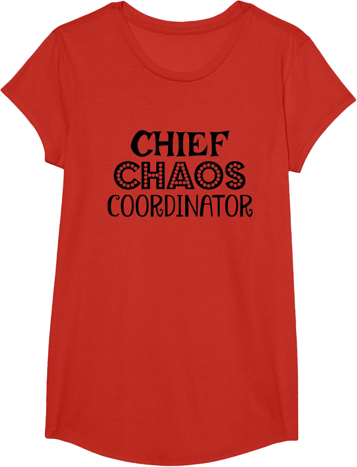 Chief Chaos Coordinator Tees T-Shirts For Mom Dad Parents Funny Shirt - Girls Red