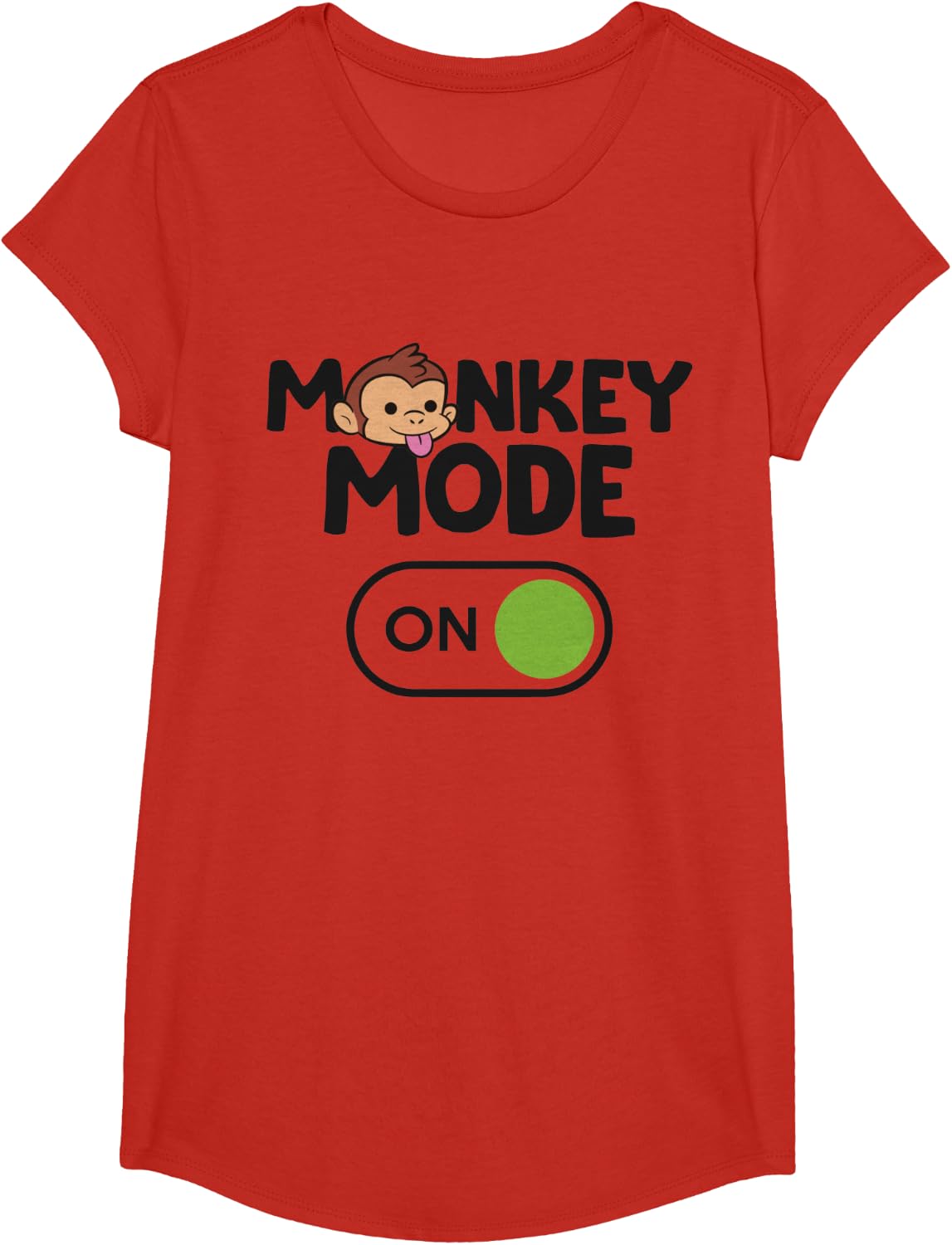 Monkey Mode On Cute Ape Monkey T-Shirt - Girls Red