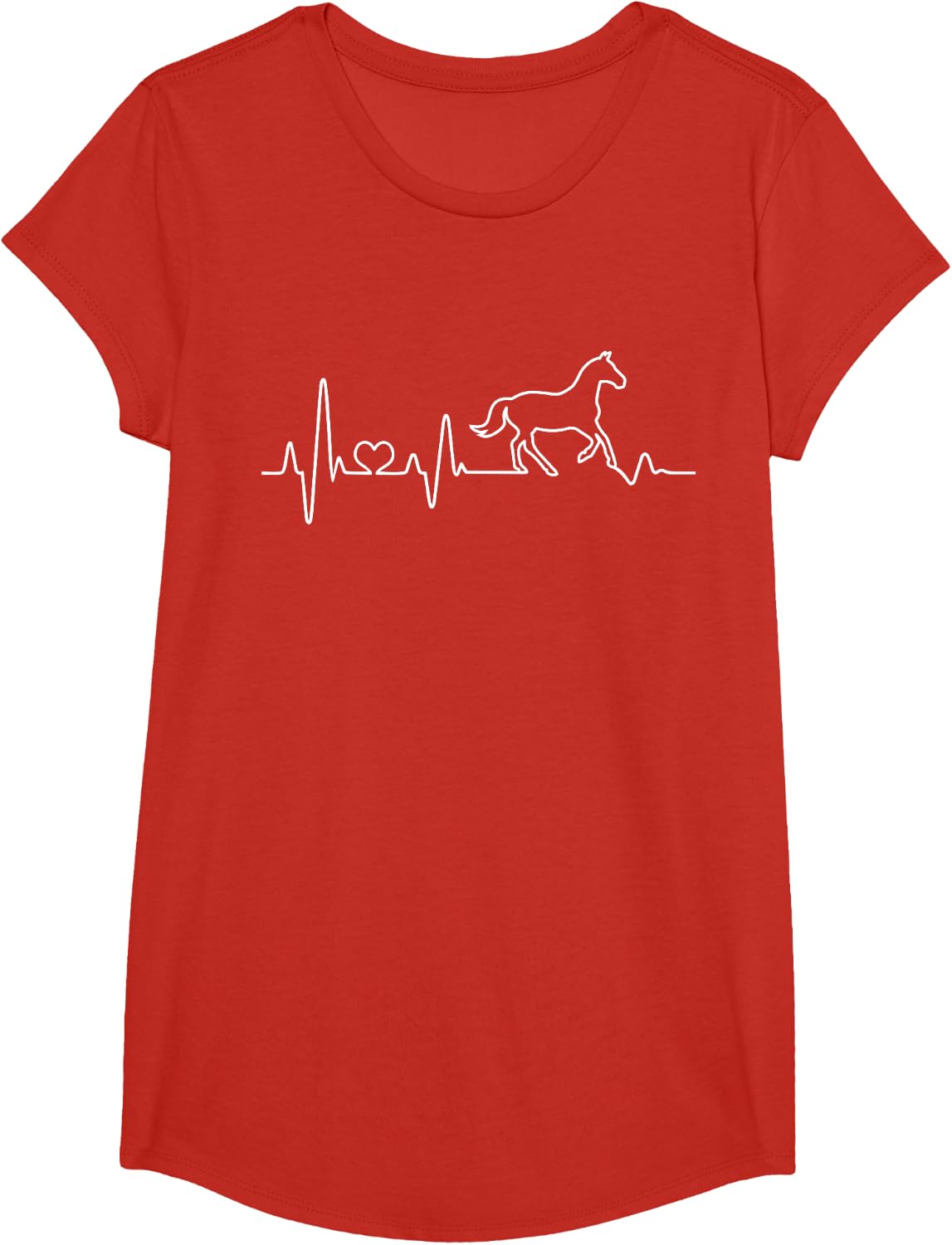 Horse heartbeat horse lover rider I love horses heart rate T-Shirt - Girls Red