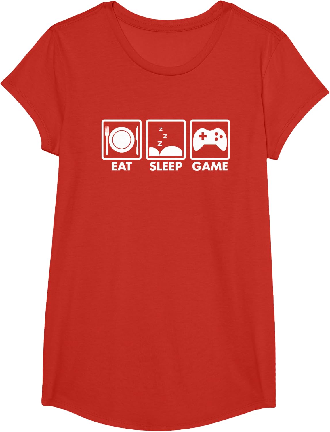 Eat Sleep Game T-Shirt - Girls Red