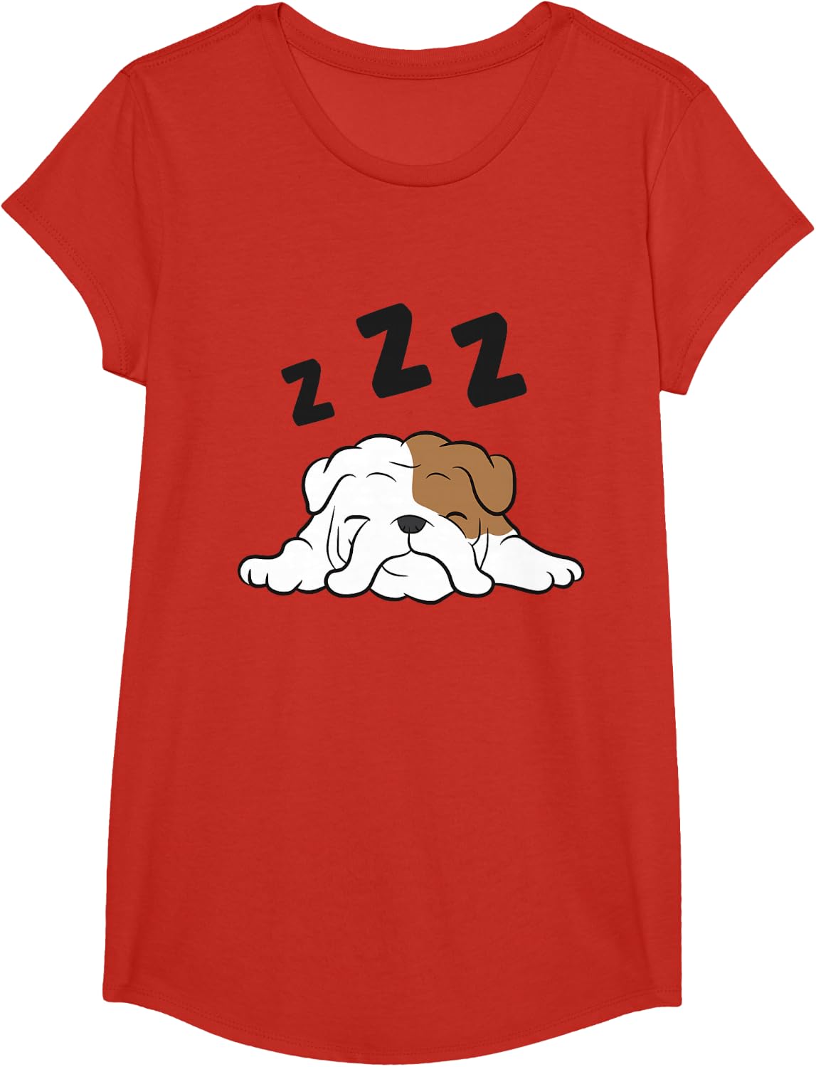 English Bulldog Tired Pajama Cute English Bulldog T-Shirt - Girls Red