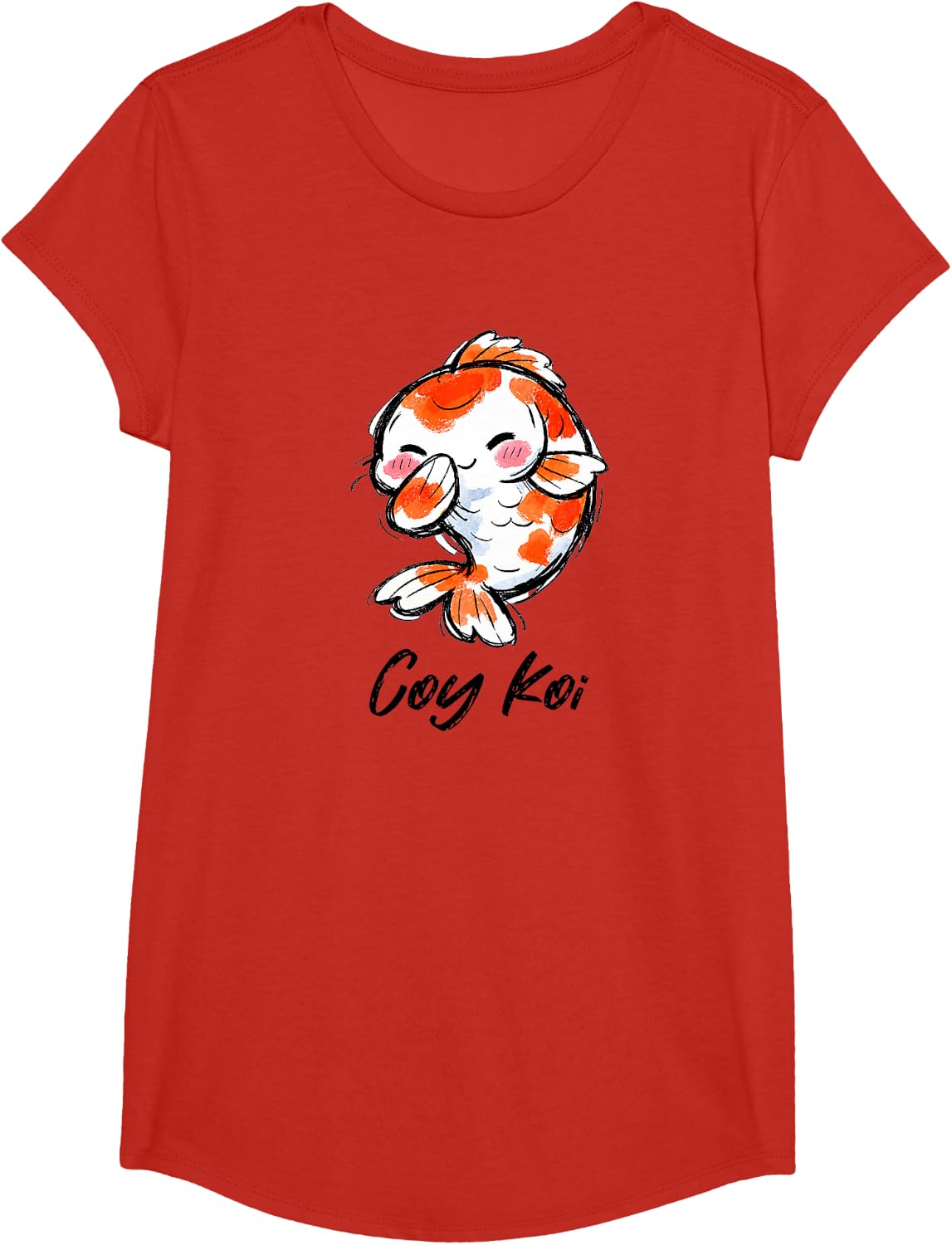 What to Call a Bashful Fish? A Coy Koi T-Shirt - Girls Red