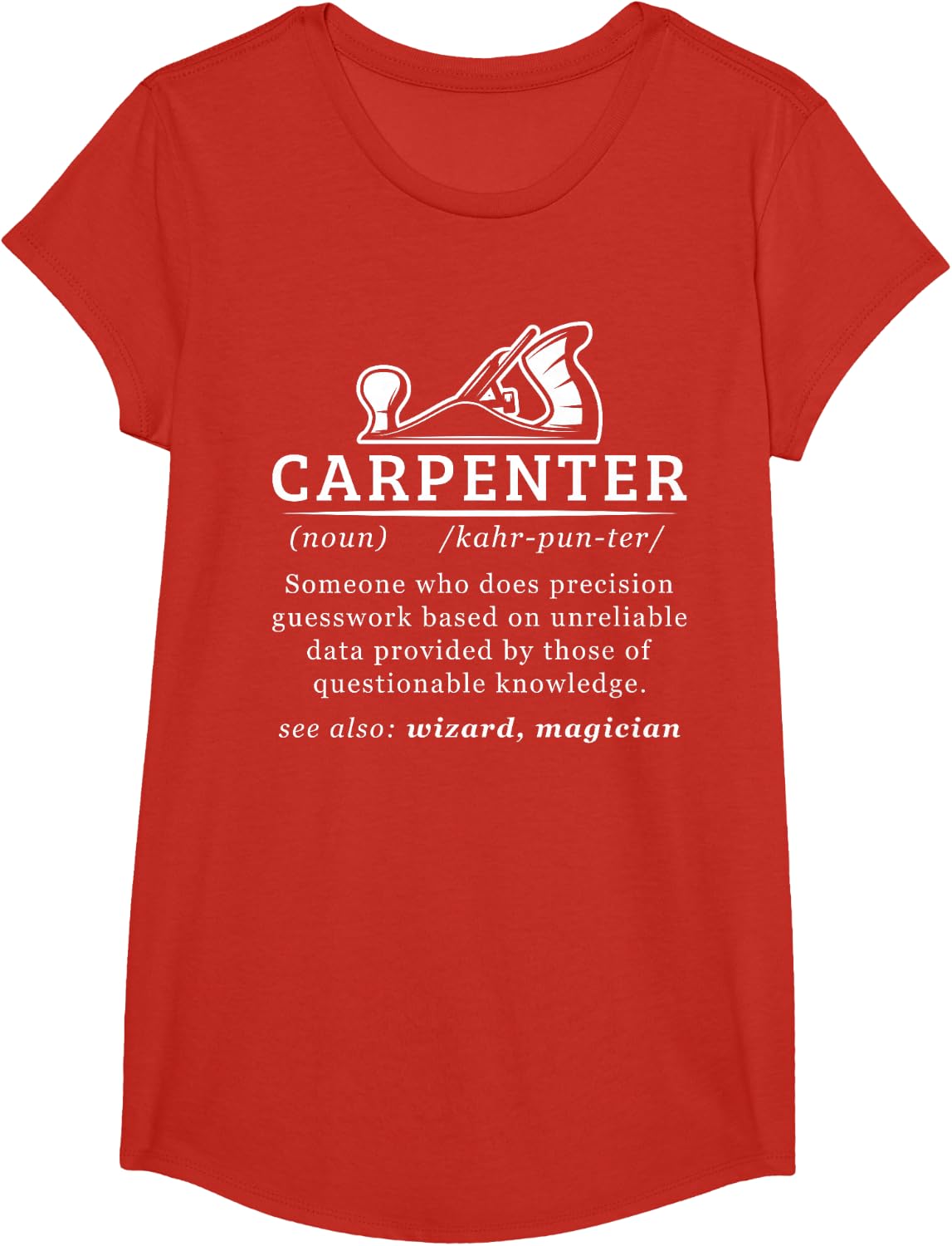 Woodworking Carpenter Gifts Shirts Funny Carpenter Definition Woodworking Carpentry T-Shirt - Girls Red