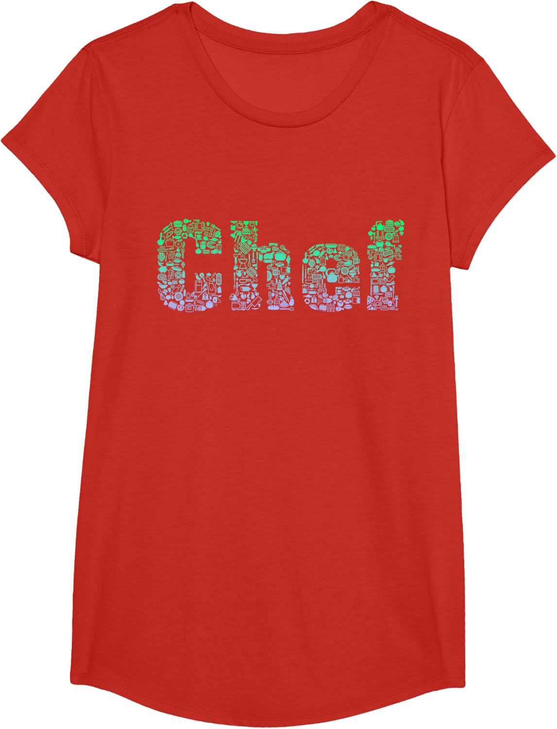 Chef Icon Design for Chef | Culinary Words Mens Cooking T-Shirt - Girls Red