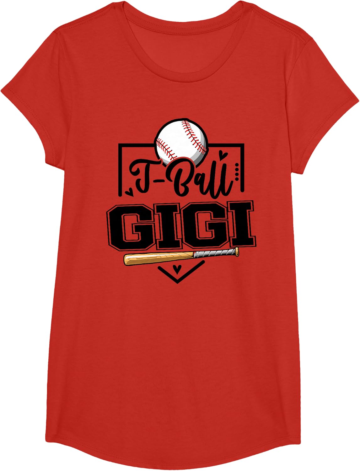 T-Ball Gigi Funny Tee Ball Gigi T-Shirt - Girls Red