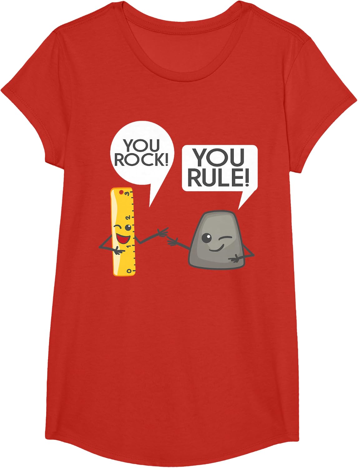 You Rock You Rule Shirt - Cute Great Rocker and Ruler Gift T-Shirt - Girls Red