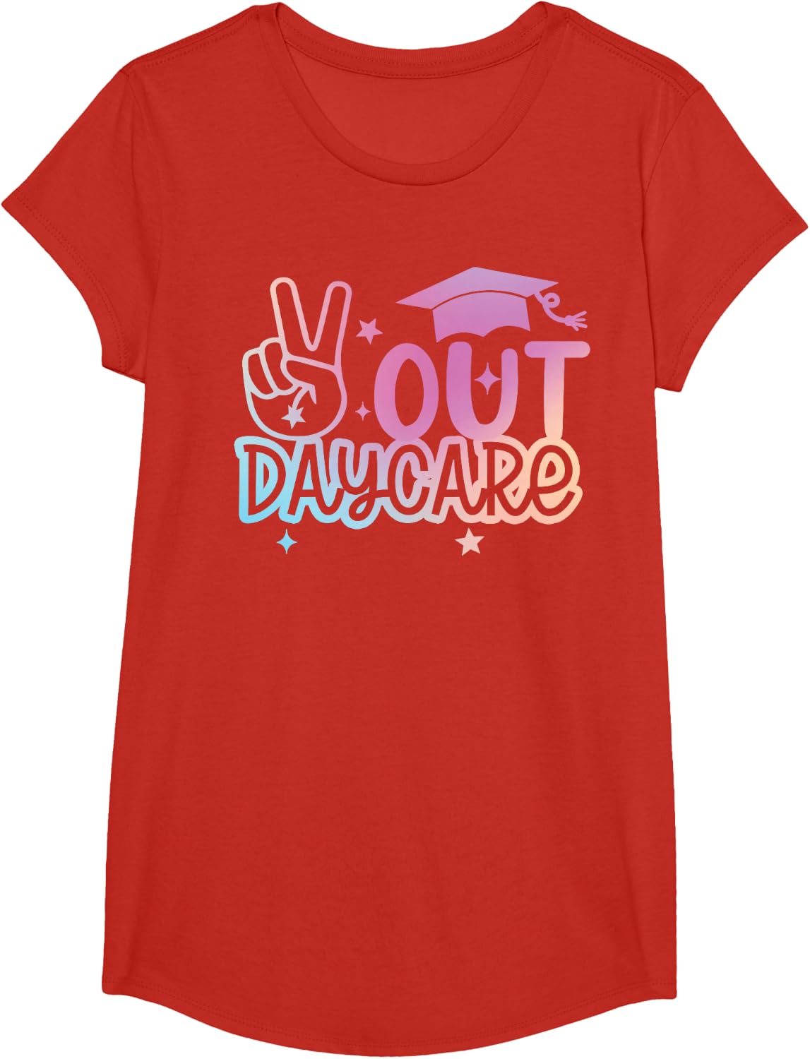 Peace Out Daycare Happy Last Day Of School Tie Dye T-Shirt - Girls Red