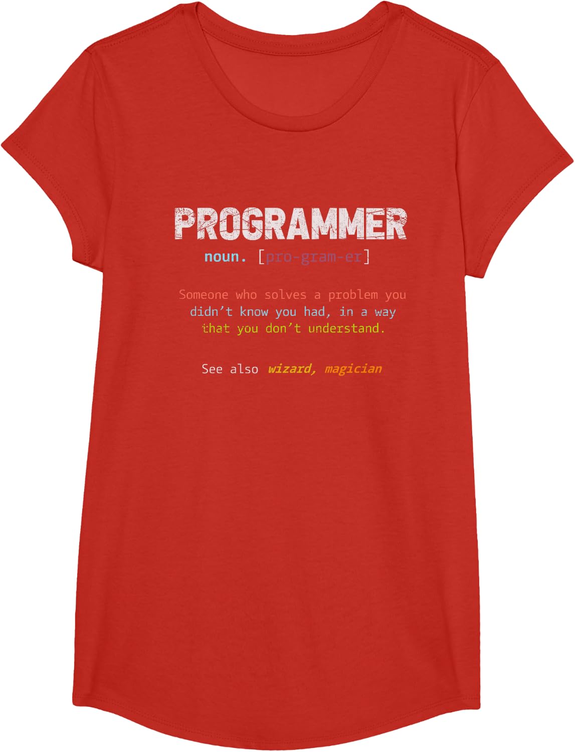 Programmer Definition Computer Scientist Gift Programmer T-Shirt - Girls Red