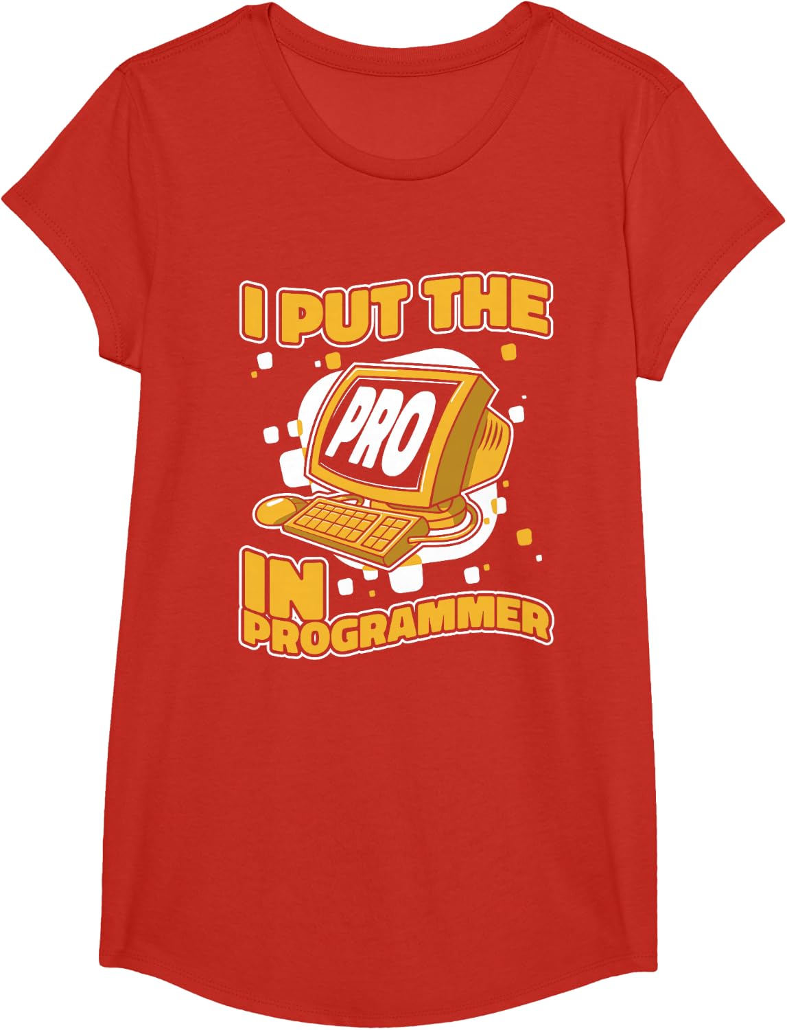 I Put The Pro in Programmer Full Stack Software Developer T-Shirt - Girls Red