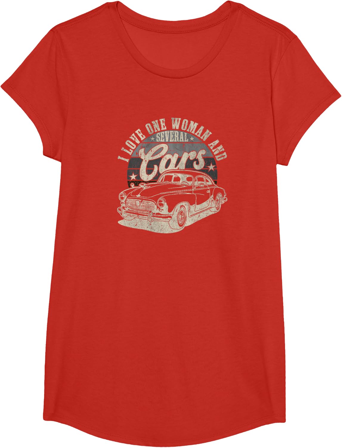 I Love 1 Woman and Several Cars Funny Mechanic Humor Joke T-Shirt - Girls Red
