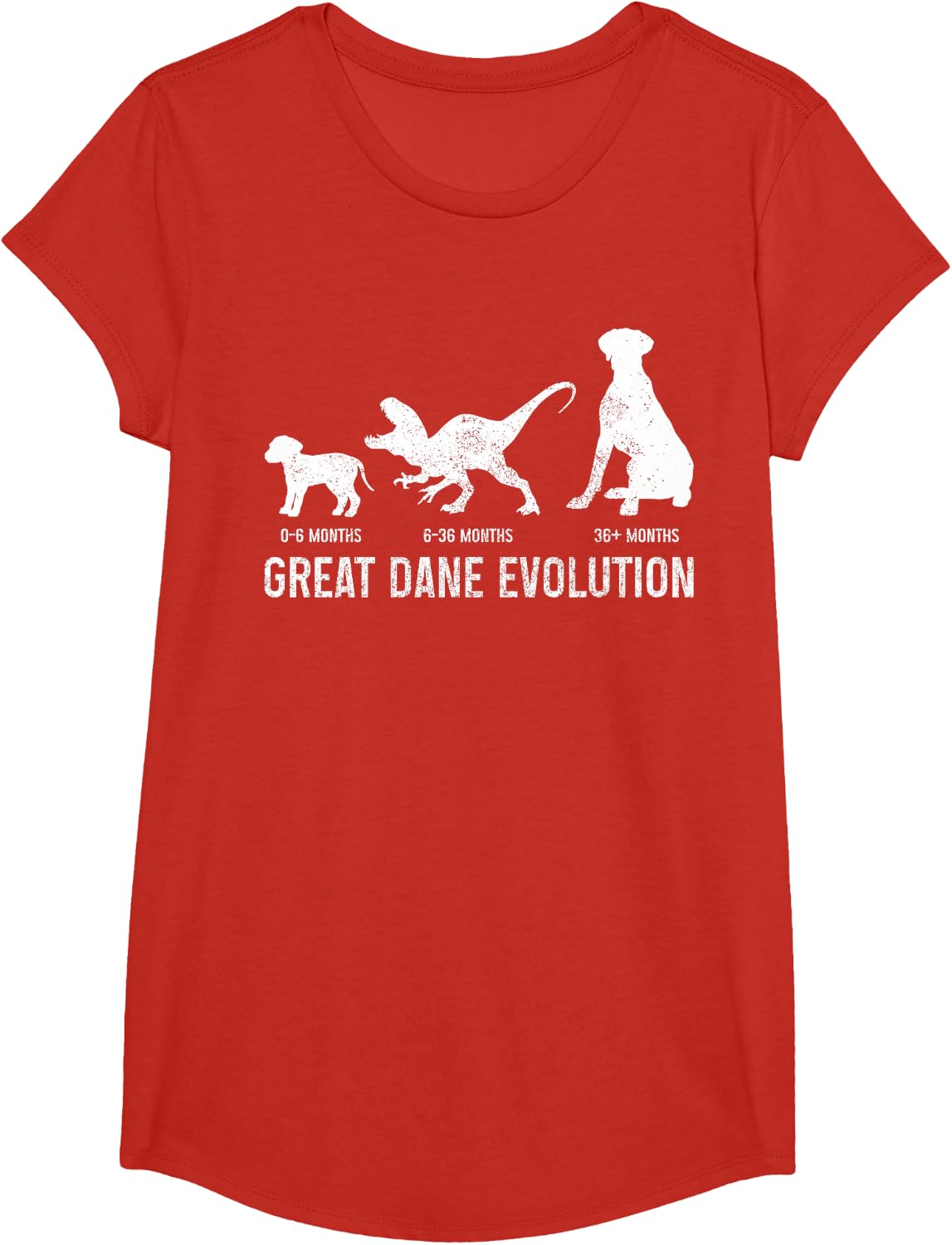 Great Dane Evolution Funny Dog Puppy German Great Dane T-Shirt - Girls Red