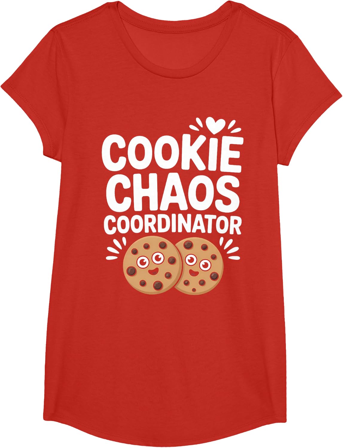 Cookie Chaos Coordinator Funny Cookies T-Shirt - Girls Red