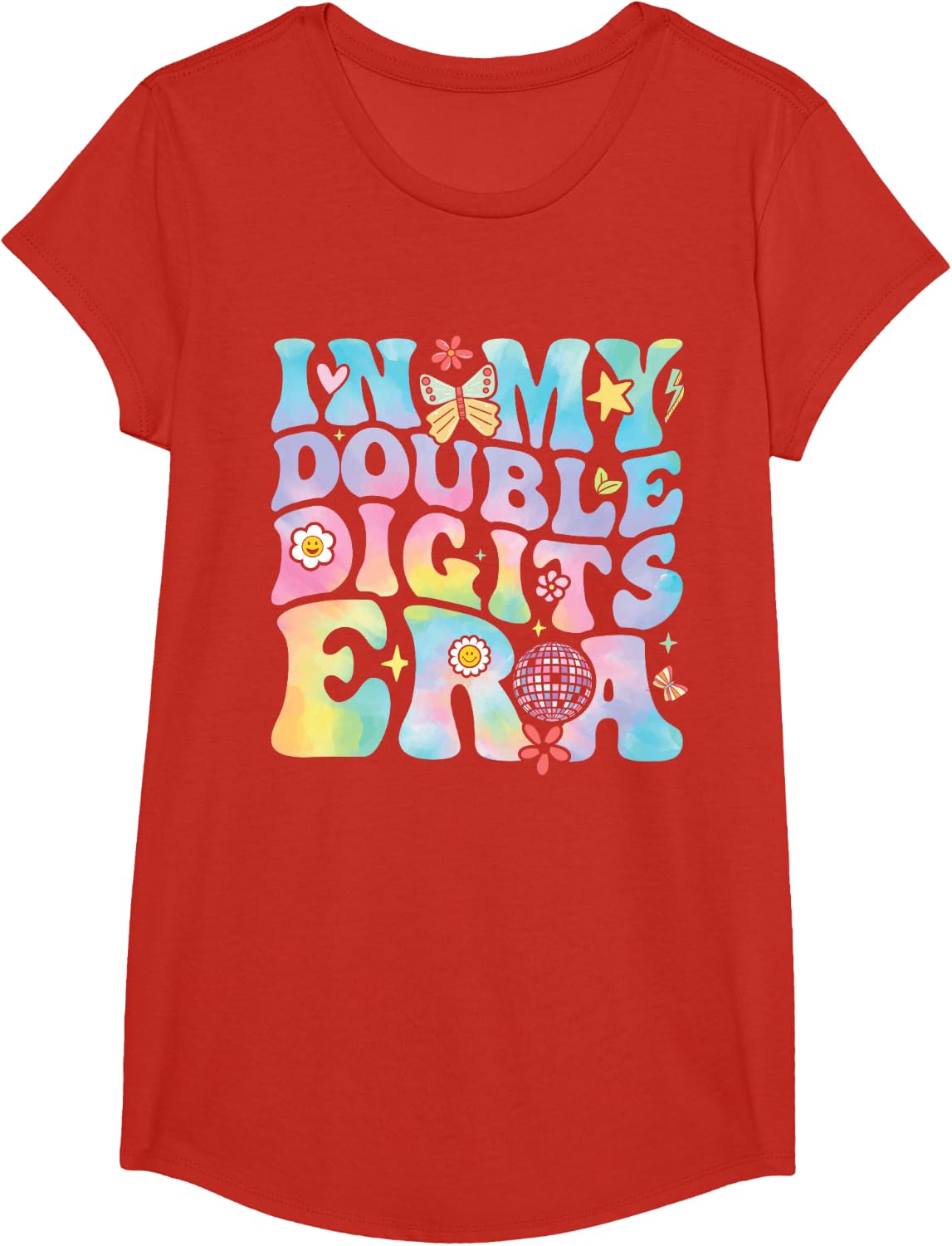 in My Double Digits Era Retro 10 Year Old 10th Birthday Girl T-Shirt - Girls Red