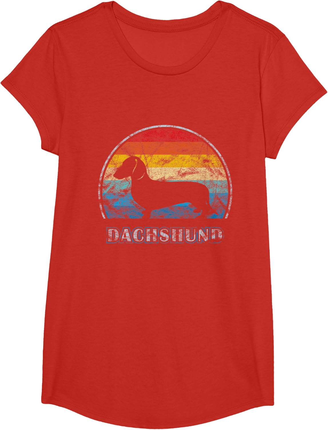 Smooth Dachshund Vintage Design Dog T-Shirt - Girls Red