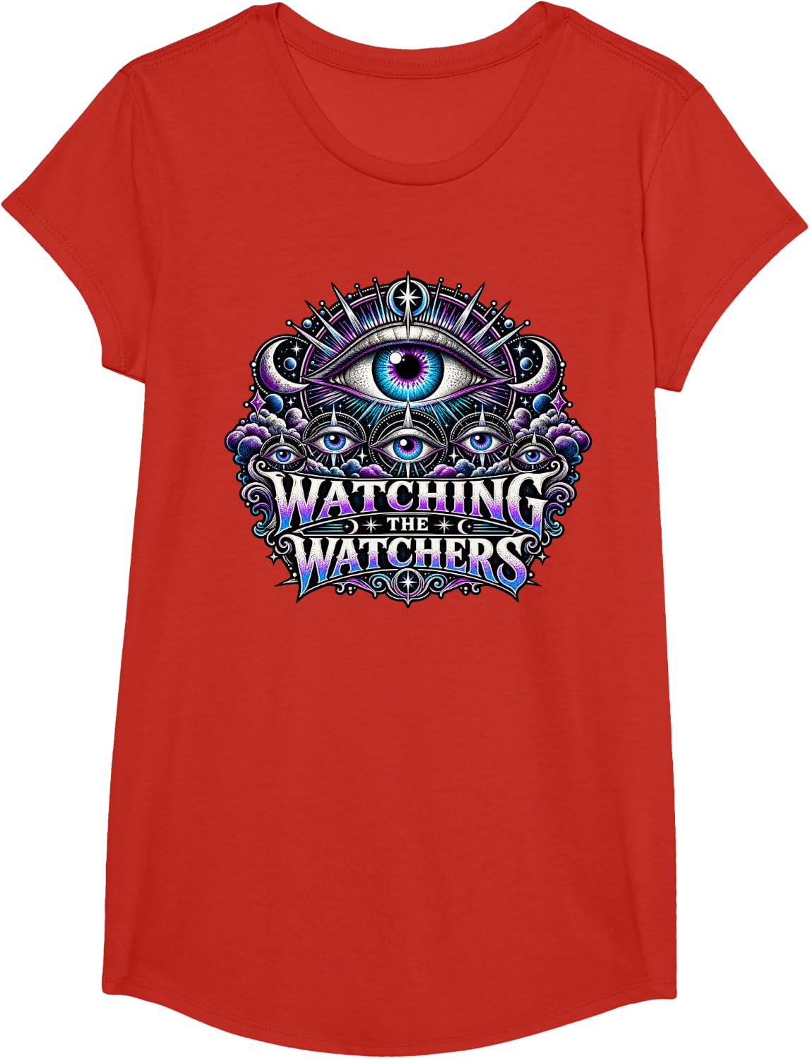 Watching The Watchers All Seeing Eye Space Mystery T-Shirt - Girls Red