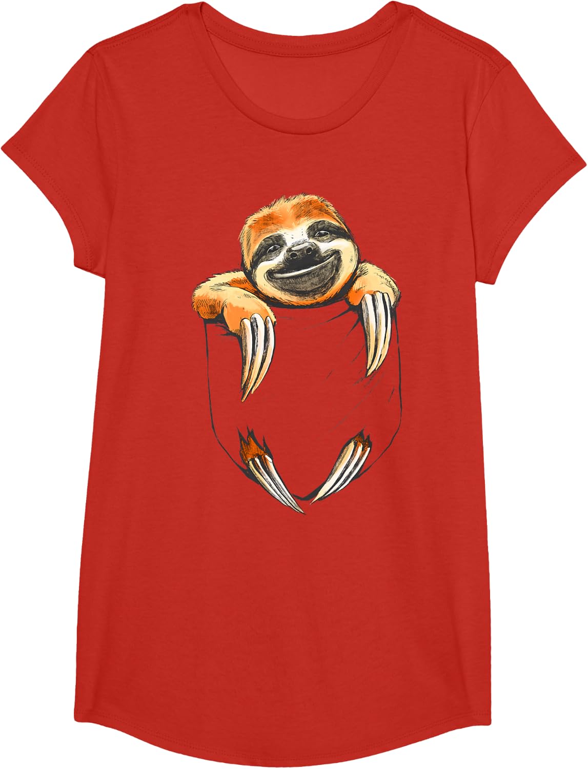 Sloth animal motif cute bag sloth T-Shirt - Girls Red