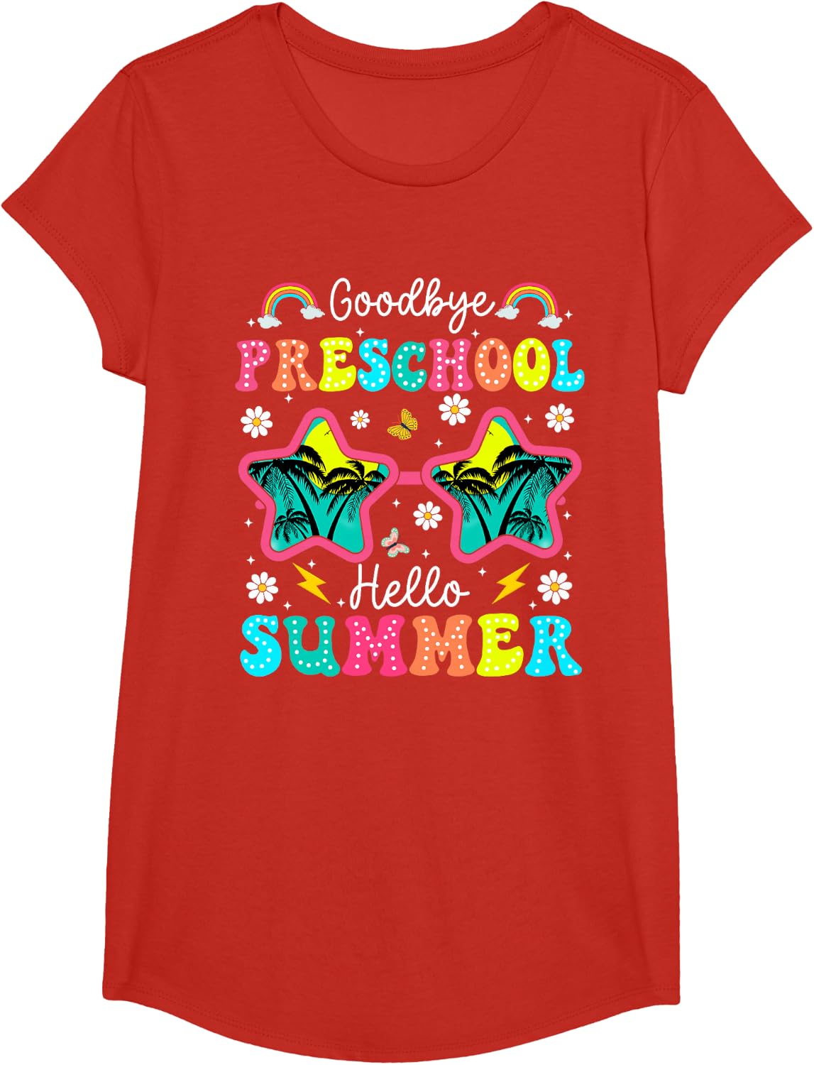 Goodbye Preschool Graduation Last Day of School Hello Summer T-Shirt - Girls Red