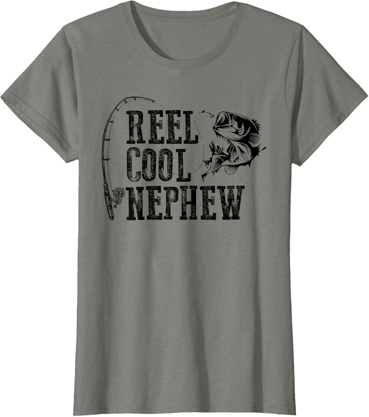 Nephew Fishing: Reel Cool Nephew Funny Design T-Shirt - Olive Heather