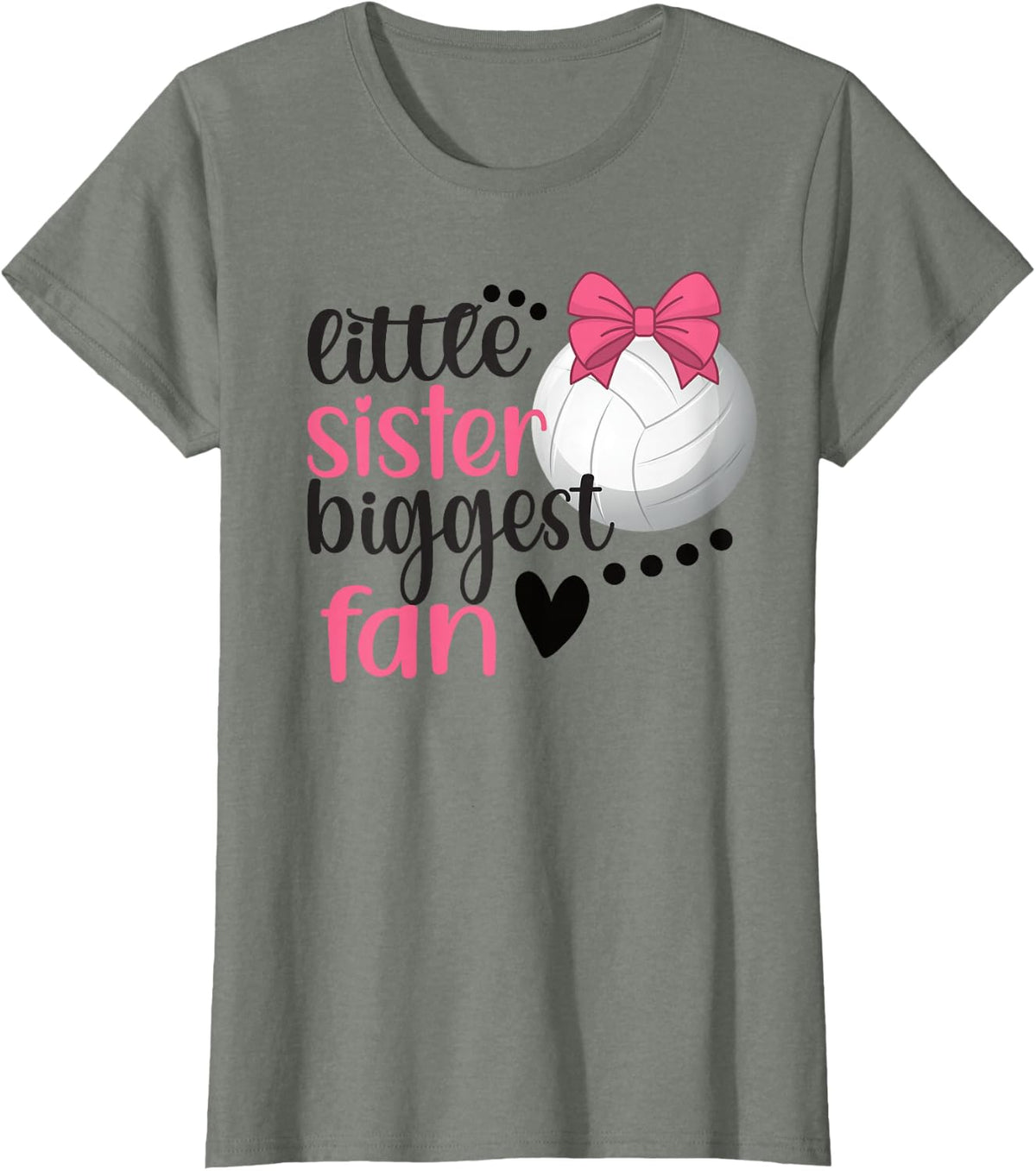 Little Sister Biggest Fan | Volleyball Sister Volleyball Sis T-Shirt - Olive Heather