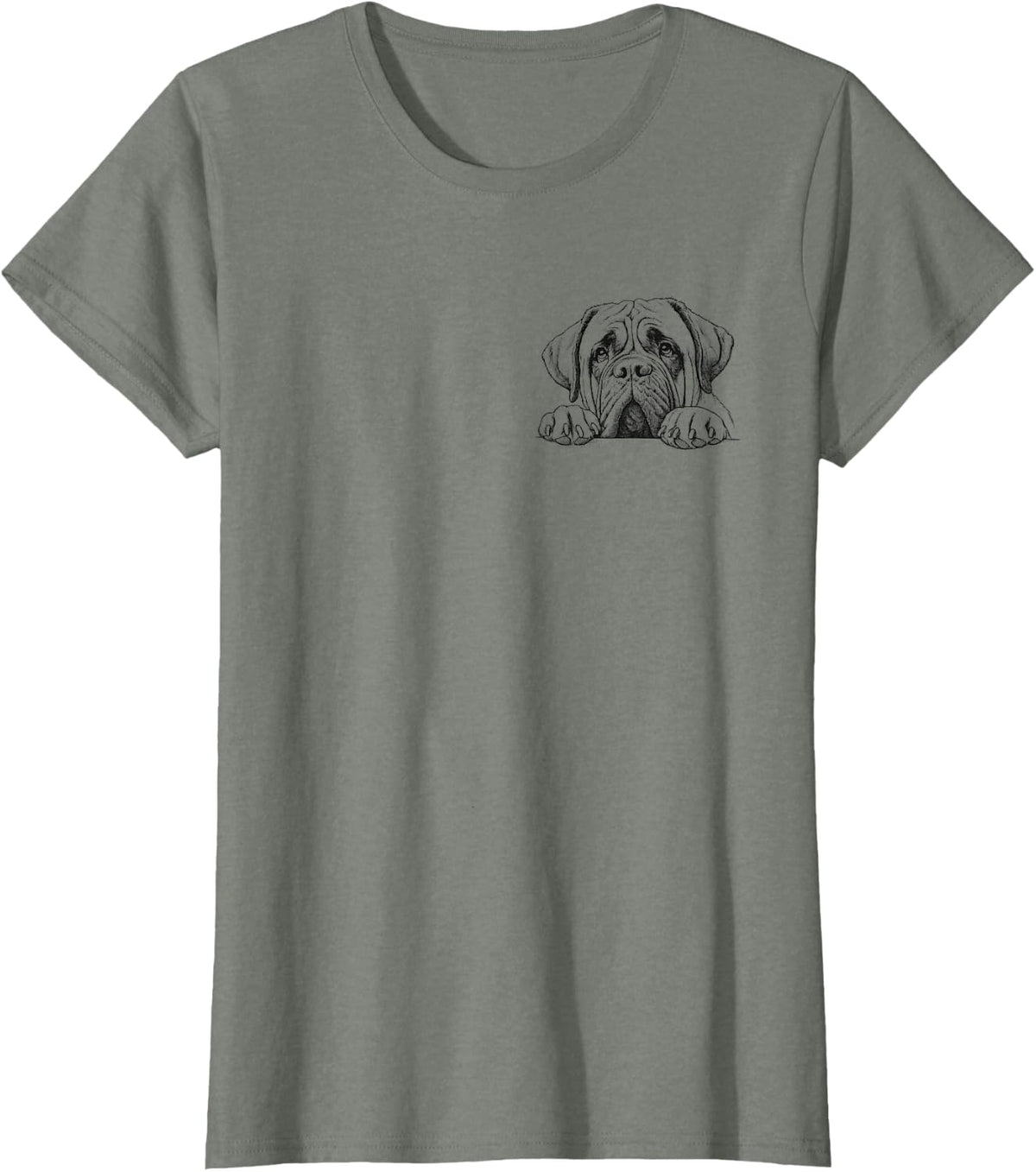 Cute Mastiff Peeking Dog Owner Design For Men And Women T-Shirt - Olive Heather