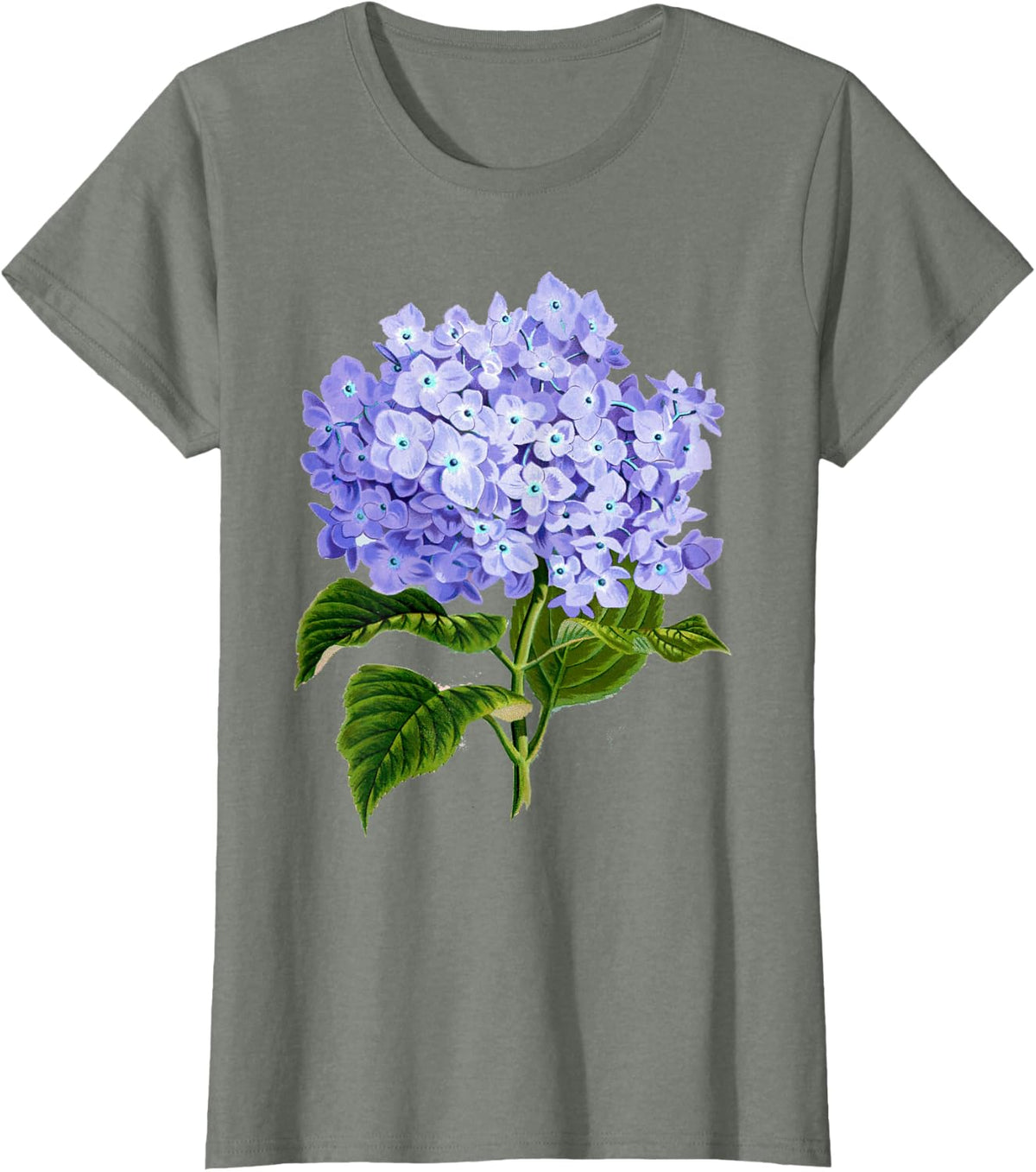 Delightful Hydrangea Tee T-Shirt - Olive Heather