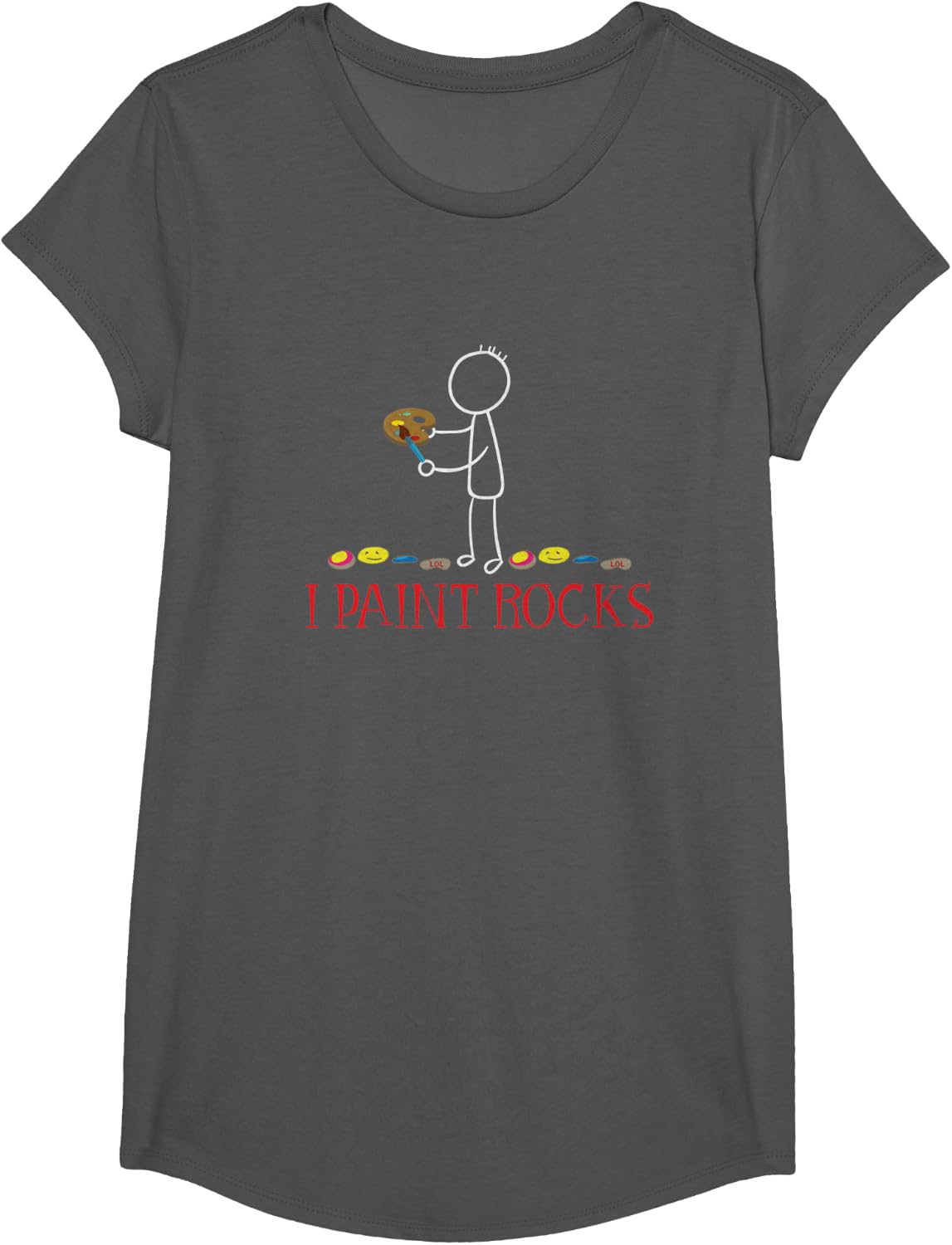 I Paint Rocks T-Shirt T-Shirt - Girls Asphalt Grey