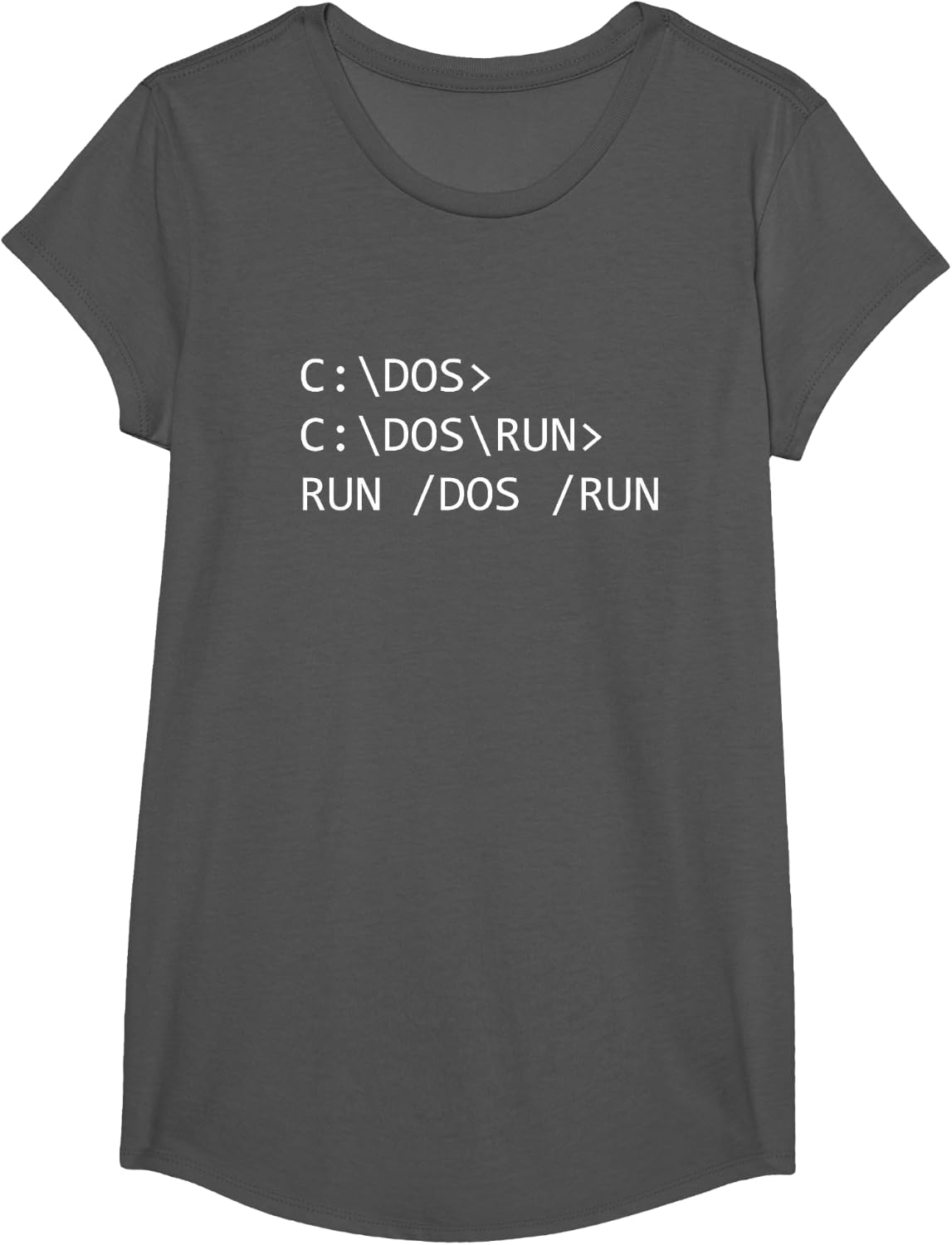 C:DOSRUN - Funny Software Programmer T-Shirt - Girls Asphalt Grey