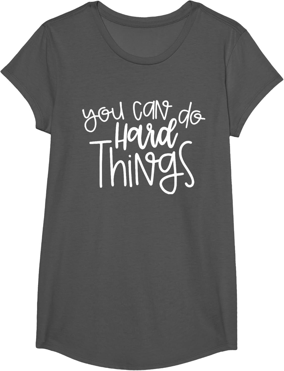 State Testing Day Teacher Motivation You Can Do Hard Things T-Shirt - Girls Asphalt Grey