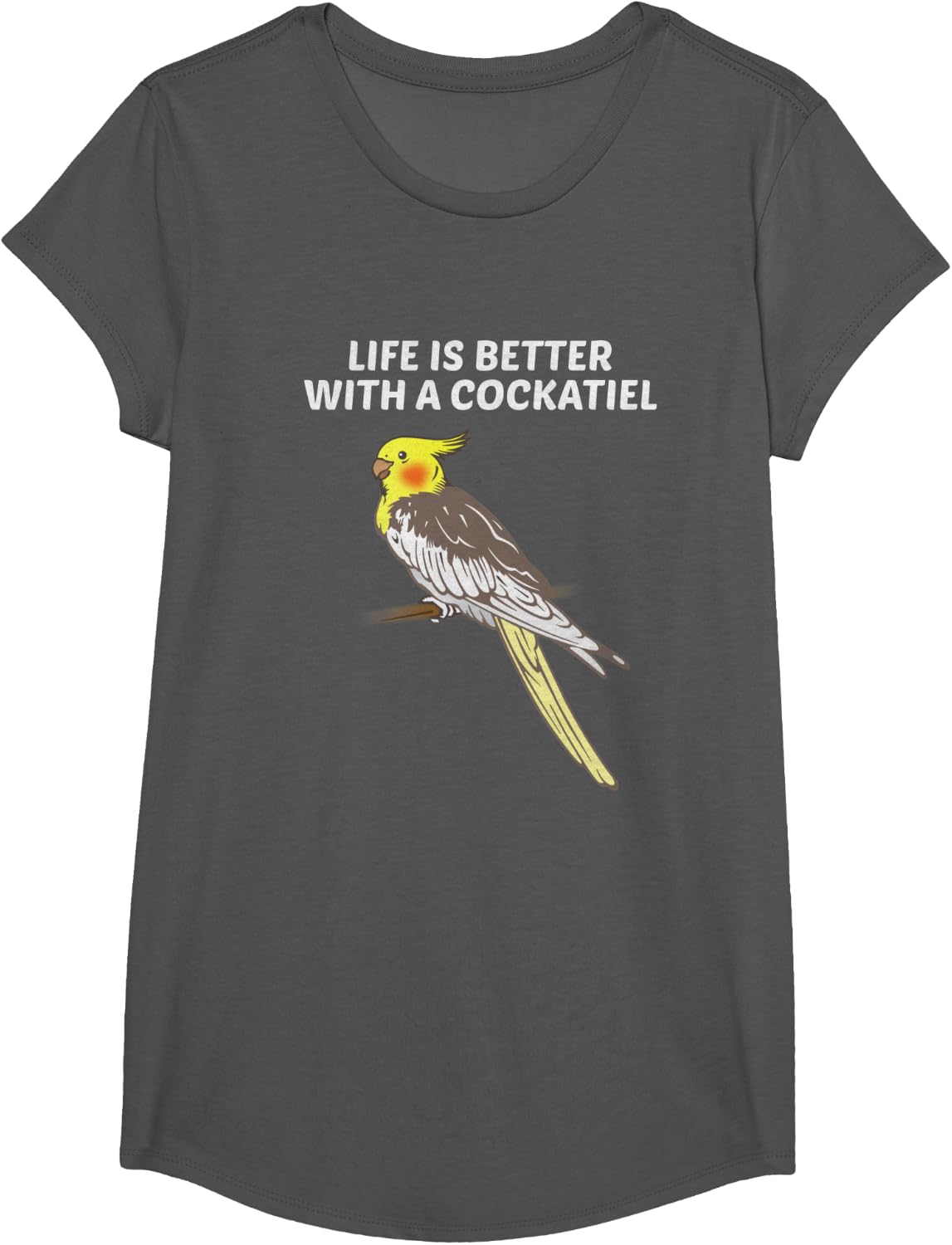 Life is Better with a Cockatiel T-Shirt - Girls Asphalt Grey