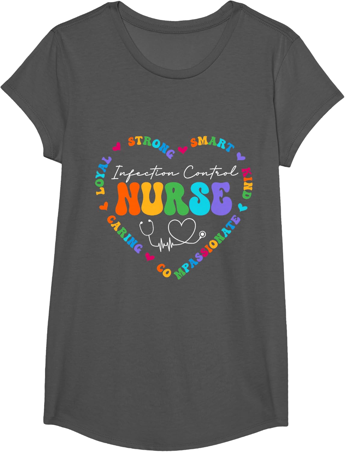 Cute Infection Control Nurse Appreciation Tees T Shirts Nursing School Gift - Girls Asphalt Grey