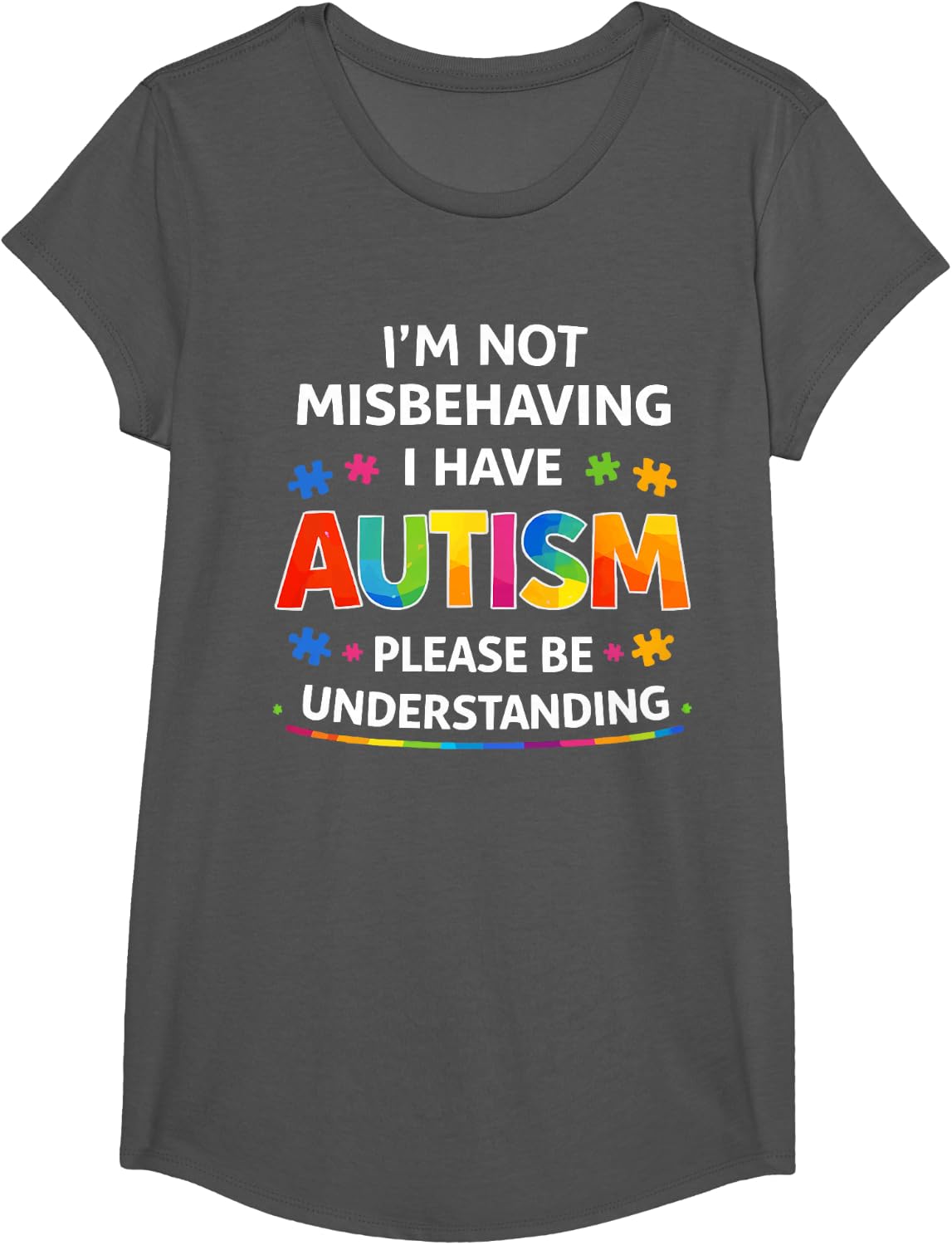I'm Not Misbehaving I Have Autism - Autistic Kids T-Shirt - Girls Asphalt Grey