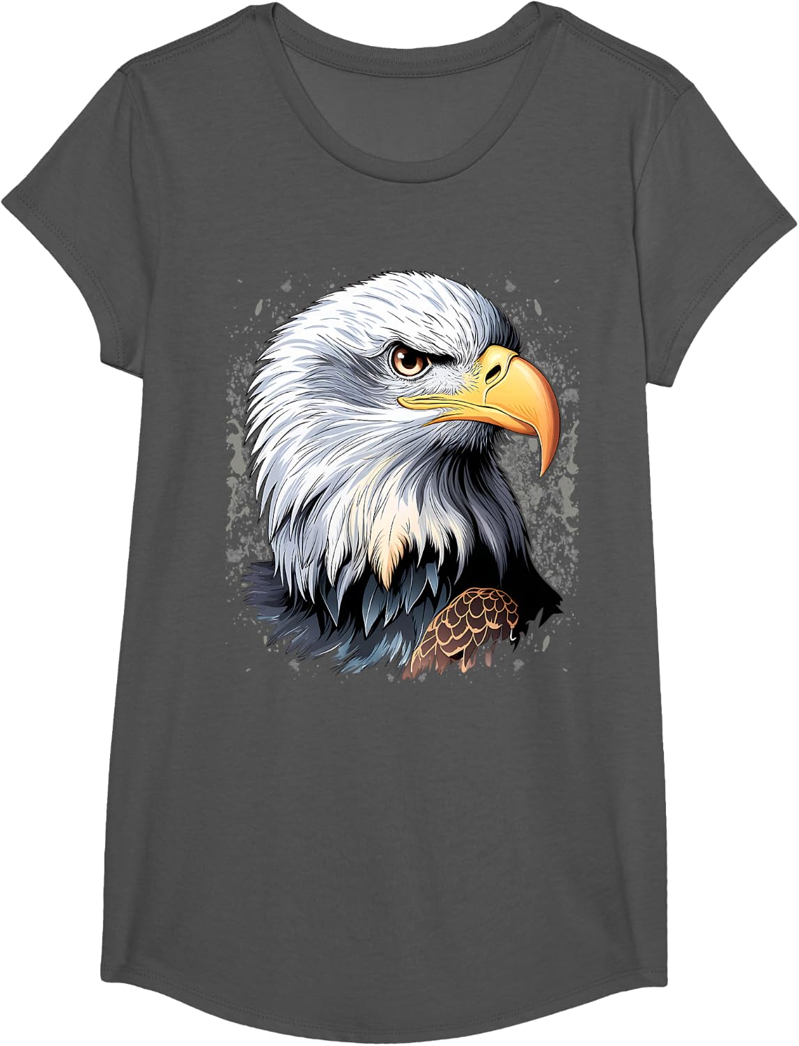 Cute Bald Eagle Head Black Art for Lovers Eagles Birds T-Shirt - Girls Asphalt Grey