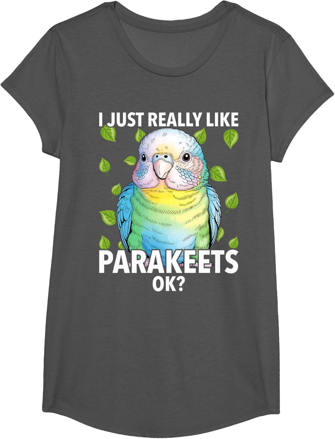 Cute Parakeet I Just Really Like Parakeets Ok Parakeet Bird T-Shirt - Girls Asphalt Grey