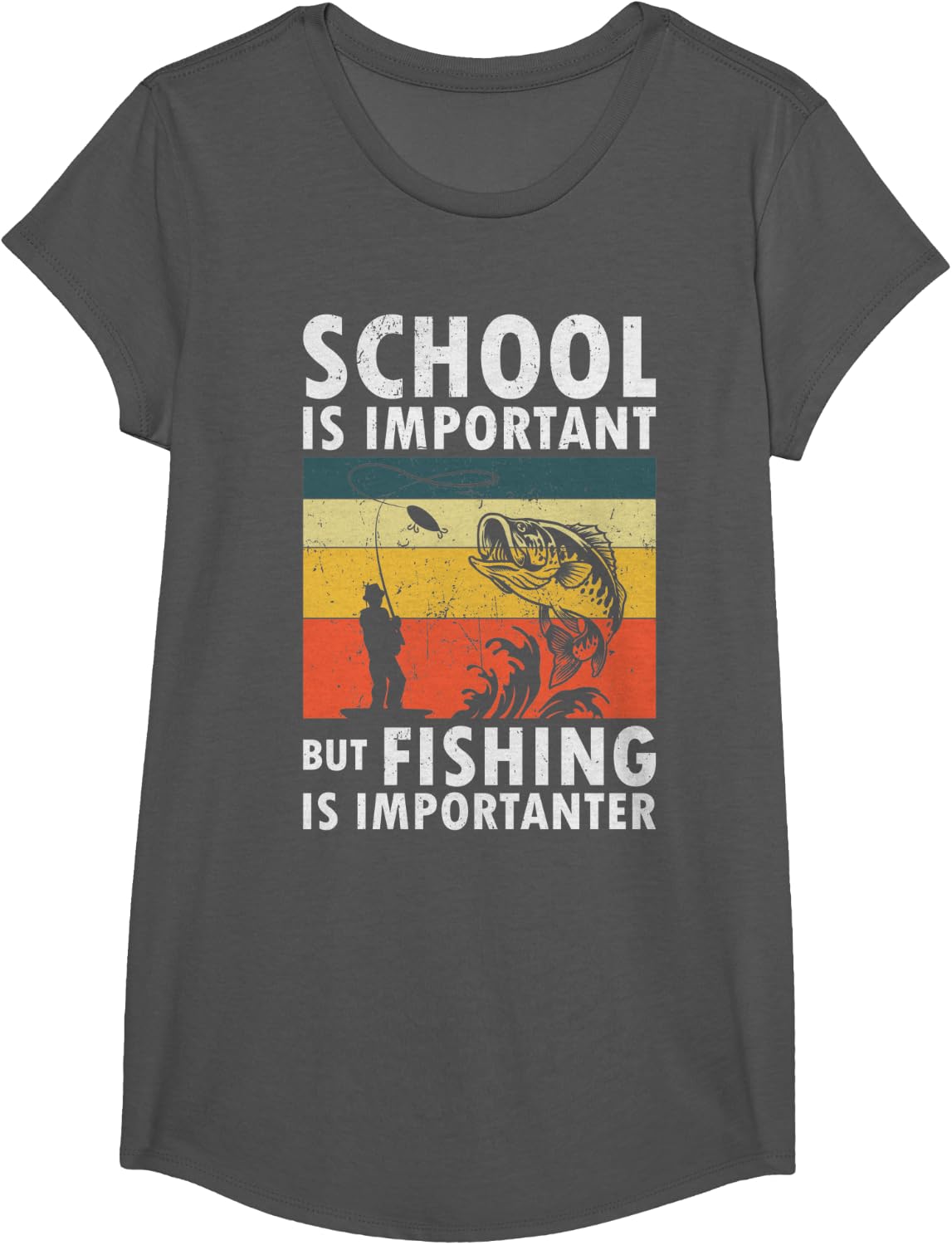 Funny Fishing Design For Men Women Fisherman Fishing Lover T-Shirt - Girls Asphalt Grey