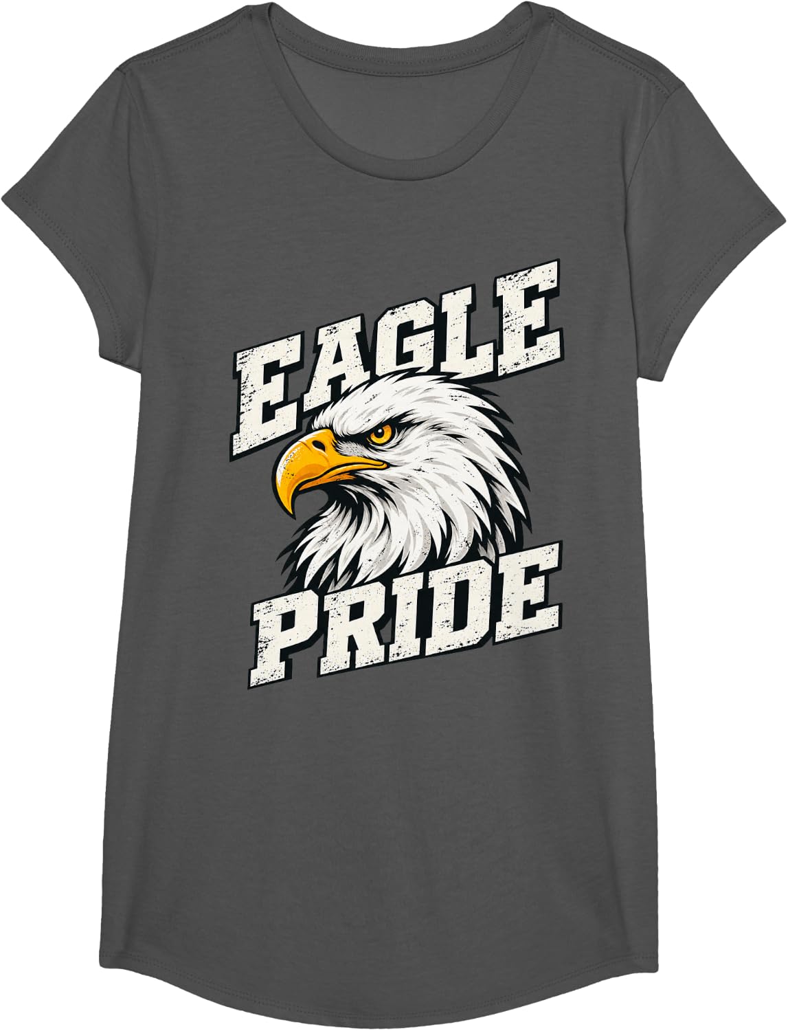 Bald Eagle Head Profile T-Shirt - Girls Asphalt Grey