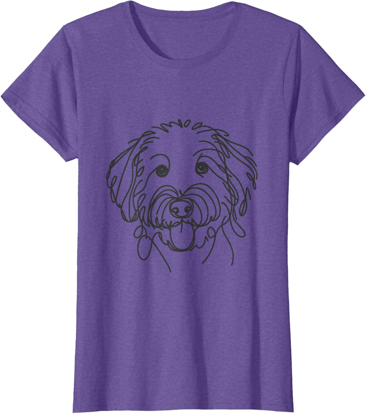 Line Art Dad Mom Dog - Aussiedoodle T-Shirt - Purple Heather