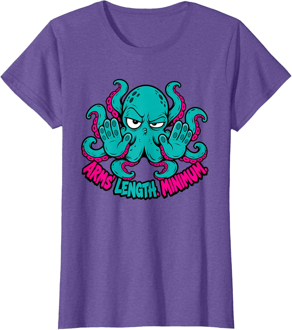Sarcastic Octopus Personal Space Humor Cartoon T-Shirt - Purple Heather