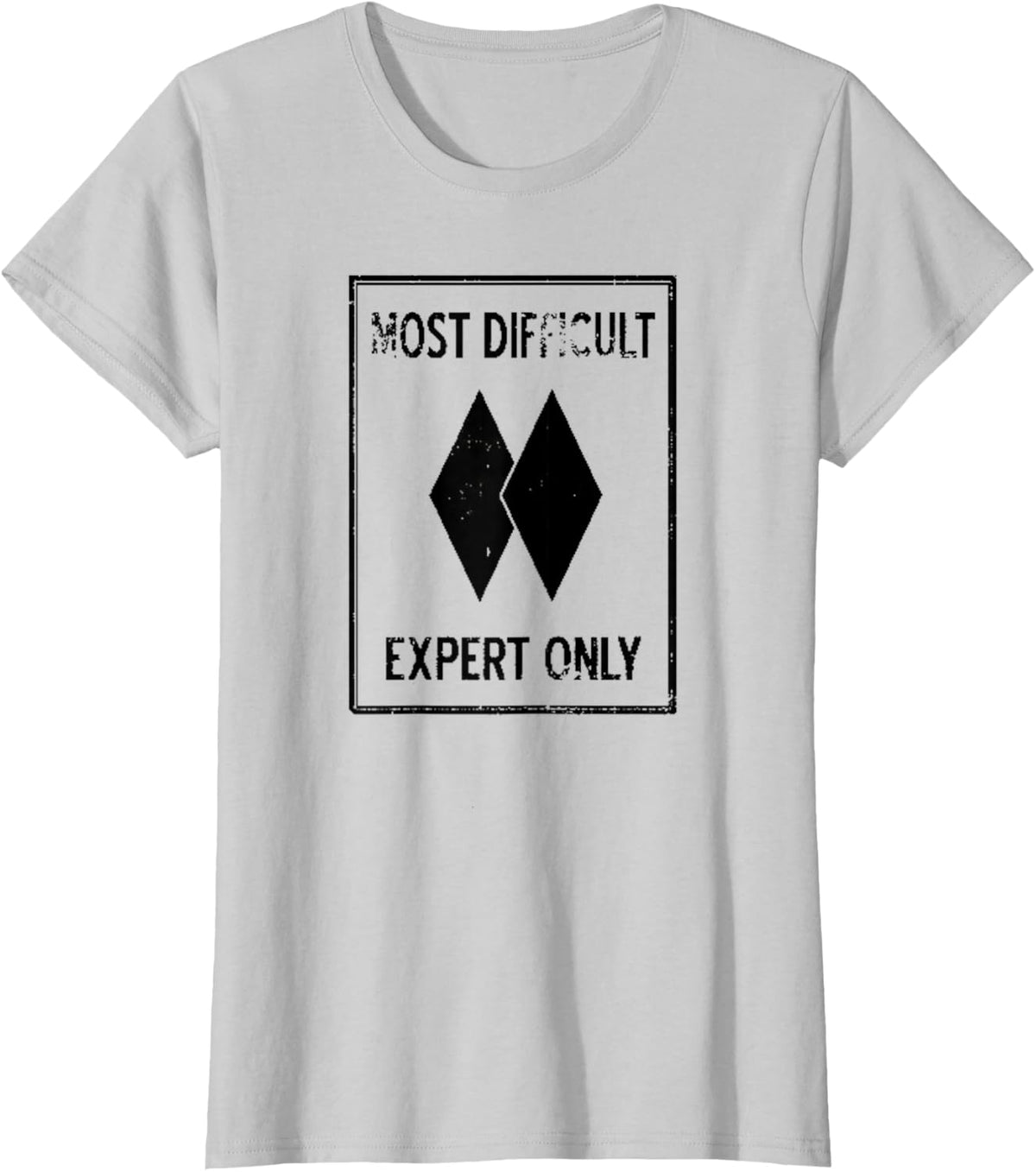 Most Difficult Skiing Sign Novelty Ski Design T-Shirt - Silver Grey