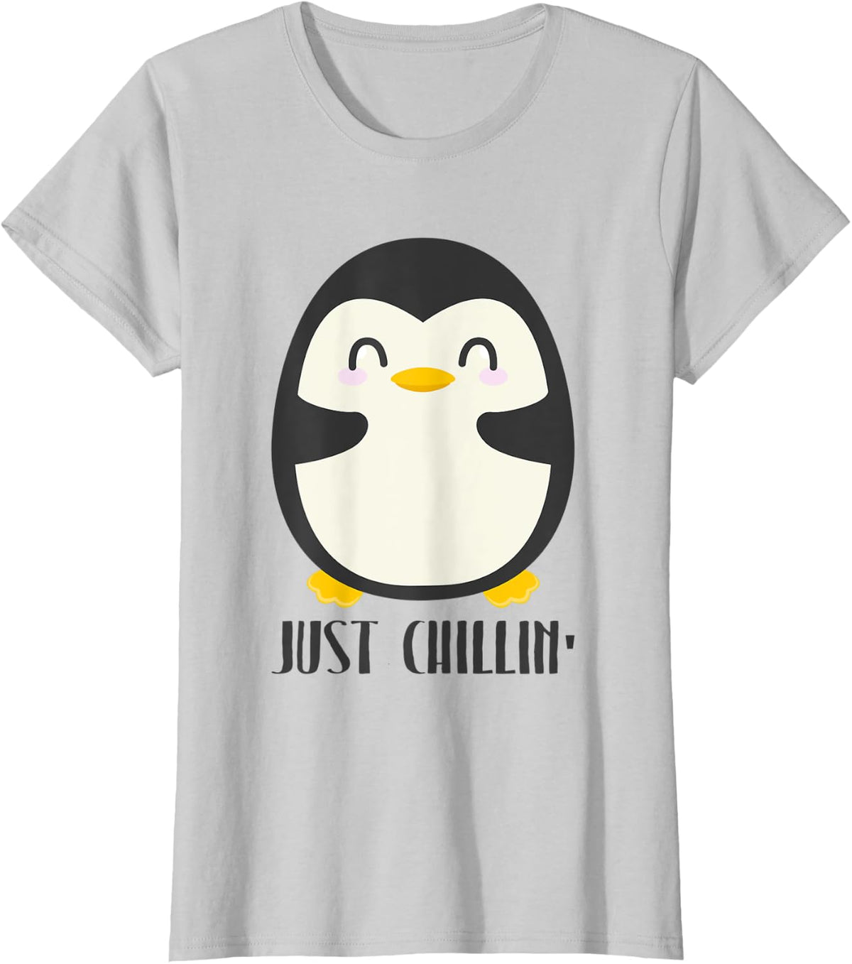 Just Chillin Funny Cute Kawaii Penguin Lover T-Shirt - Silver Grey