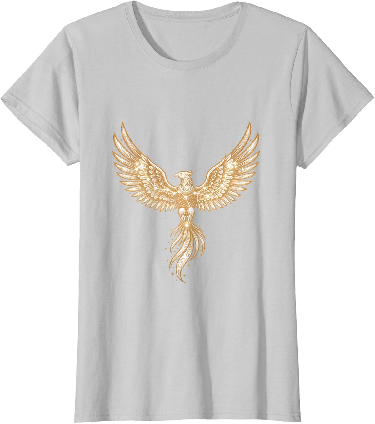 Phoenix Southern Celestial Star Constellation Art Graphic T-Shirt - Silver Grey