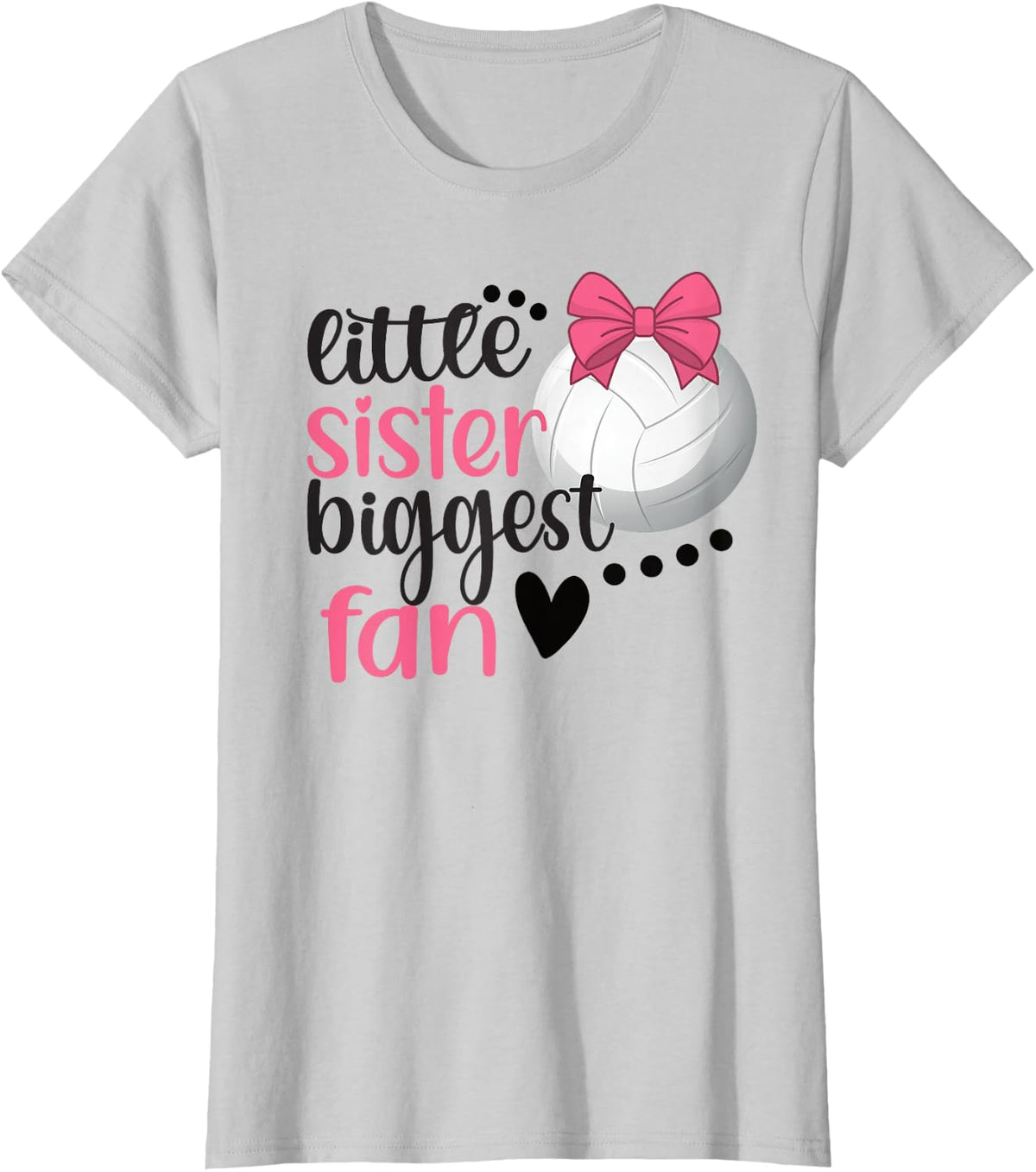 Little Sister Biggest Fan | Volleyball Sister Volleyball Sis T-Shirt - Silver Grey
