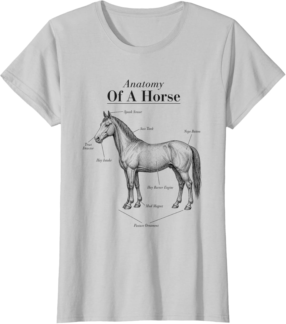 Anatomy of a Horse Funny Horse Lover Equestrian T-Shirt - Silver Grey