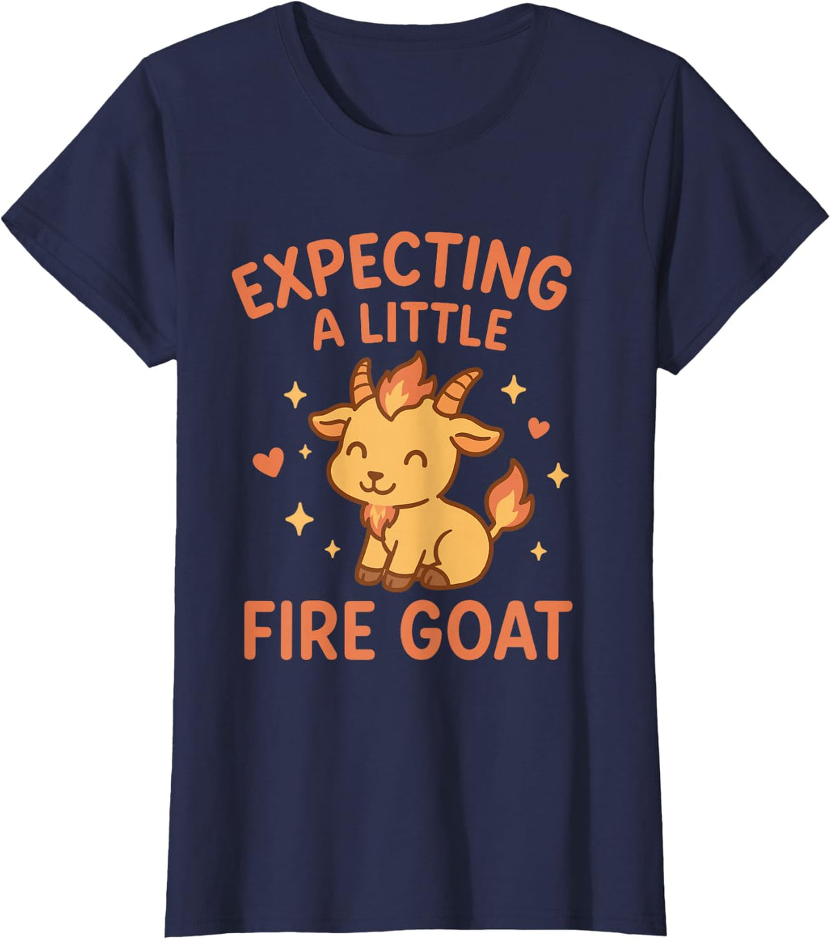 Expecting A Little Fire Goat Cute Funny Maternity T-Shirt - Navy Blue