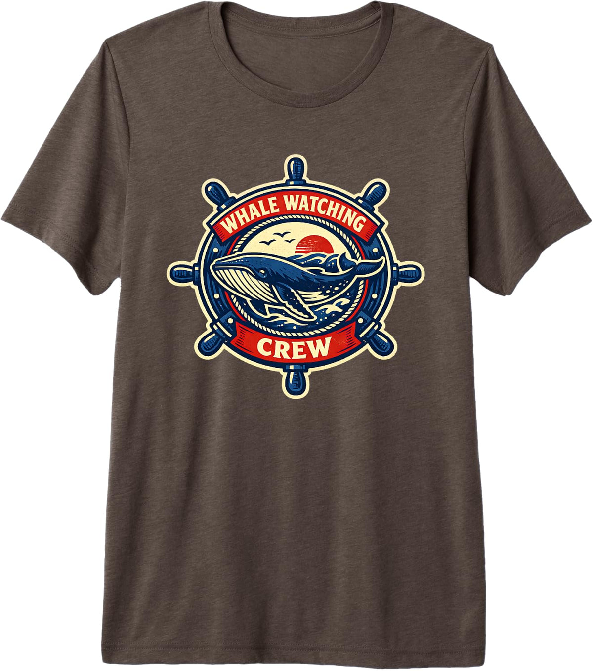 Whale Watching Crew Humpback Nautical Premium Tri-Blend T-Shirt - Brown
