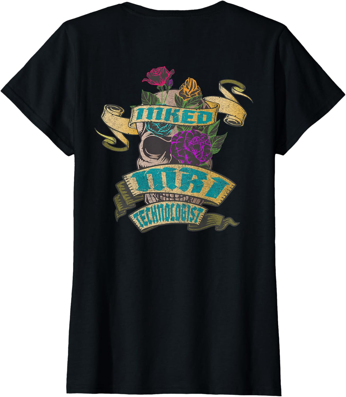 MRI Technologist Inked Skull Tattoo Backside Design T-Shirt - Black