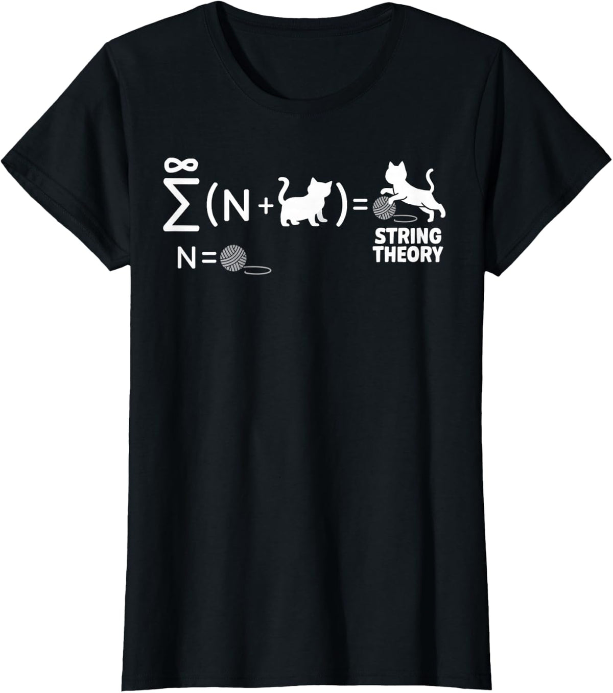 String Theory Quantum Physic Physicist Schrodinger's Cat T-Shirt - Black