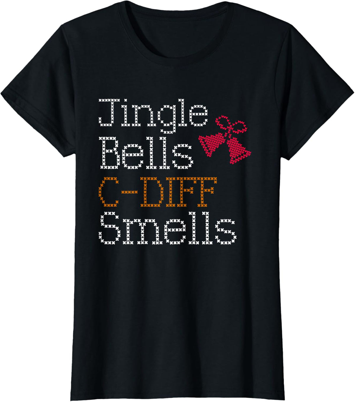 Funny Christmas Nurse T Shirt Jingle Bells C Diff Smells T-Shirt - Black
