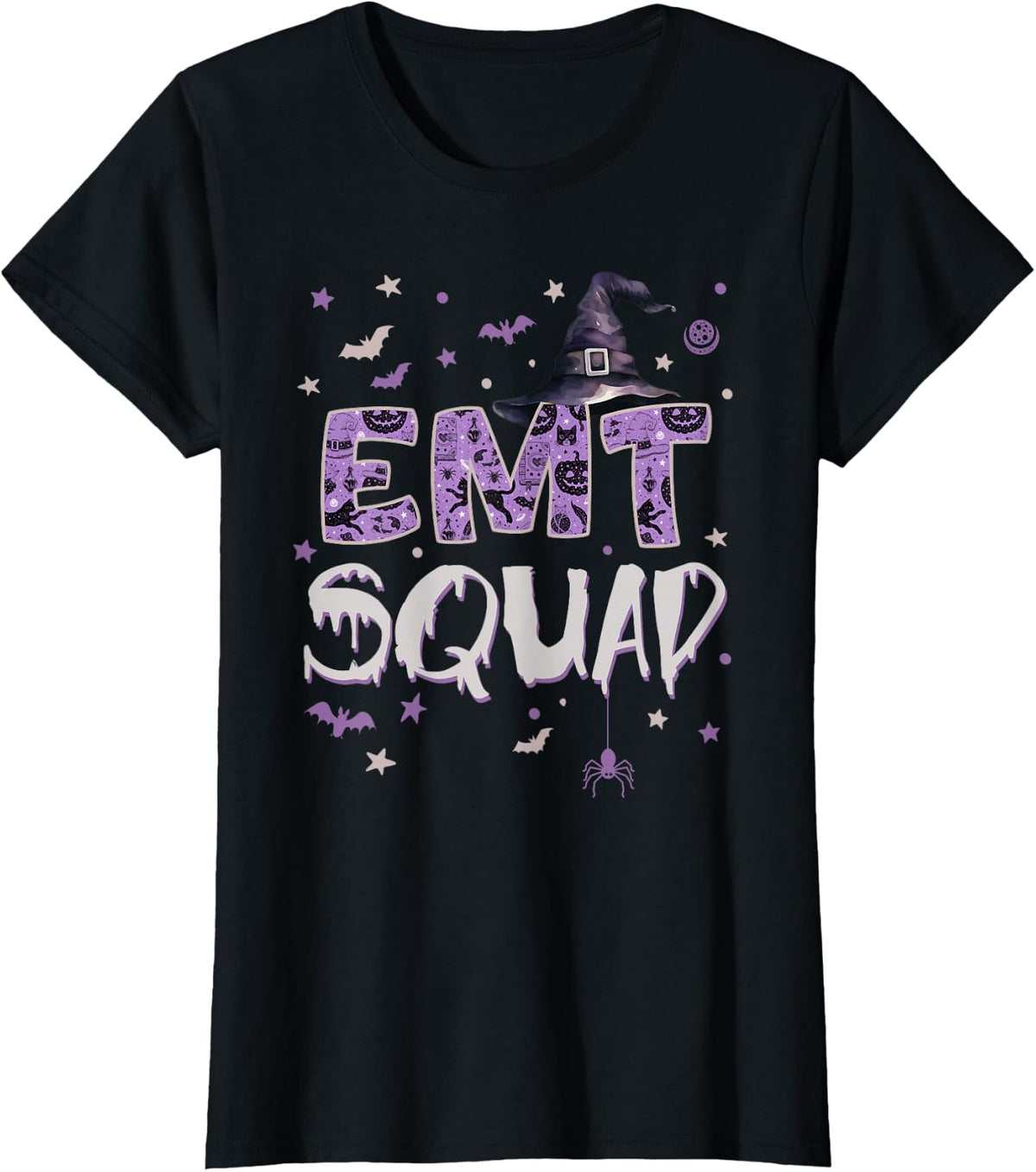 EMT Squad Halloween Fun Emergency Med Tech Witch T-Shirt - Black